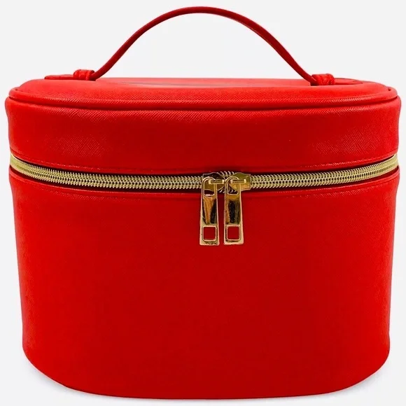 Macy's Bags Macys Red Faux Leather Large Beauty Case Poshmark